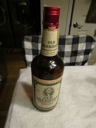 Vintage Old Overholt Cincinnati Ohio Straight Rye Whisky 4/5 Quart Glass Bottle