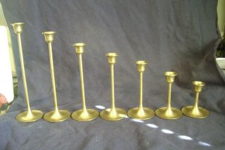 7 Vintage Brass Graduated Candle Holders