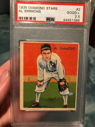 1935 Diamond Stars 2 Al Simmons Hall Of Famer Psa 2.  5 Good,