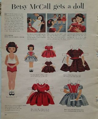 1952 Betsy Mccall Gets A Doll Paper Doll Paperdoll Vintage Ad