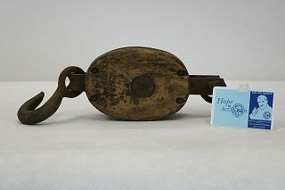 Vintage Wood And Iron Barn Pulley 13 " Long X 4 " Wide