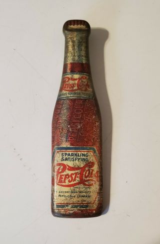 Pepsi Cola - Bottle Opener - Vintage Lithograph Tin Metal - Double Dot - 1940