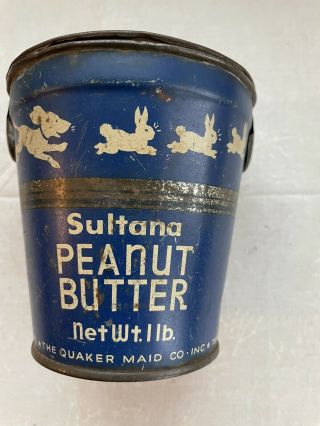 Vintage Sultana 1 Lb Peanut Butter Tin In Blue