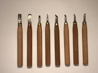 Vintage Wood Handled Chip Wood Carving Tools - 8 Piece Set —.