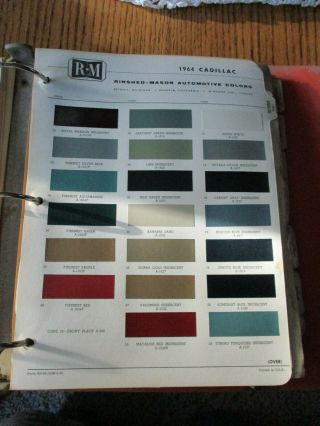 1964 Cadillac Paint Color Chip Page - R&m Rinshed - Mason