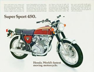 1972 Honda Cb - 450 K5 " Sport 450 " Motorcycle Color Brochure