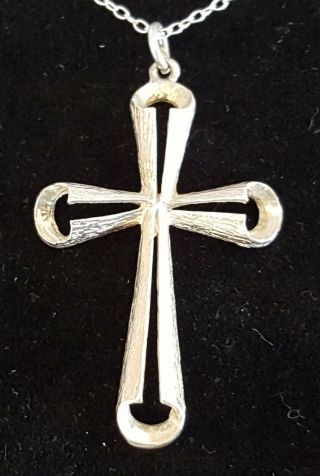 Sterling Silver Vintage Art Deco Antique Crucifix Cross Pendant Necklace