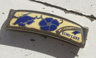 Vintage M.  Hohner Echo - Luxe Harmonica Cream With Navy Blue Flowers