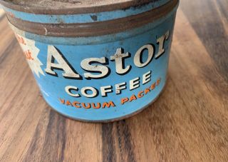 Vintage Astor Coffee 1 Pound Litho Advertising Tin Jacksonville Fl