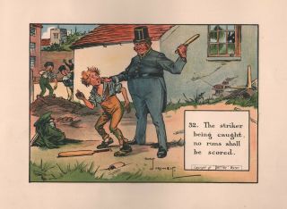 1905 Antique Print - Crombie Laws Of Cricket - Law 32 The Striker Being Caught.