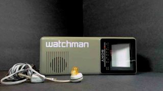 Vintage 1988 Sony Watchman Model Fd - 10a Black & White Tv With Earphone