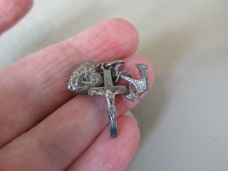 Antique Vintage Victorian Sterling Silver Faith Hope Charity Cross Charm Pendant