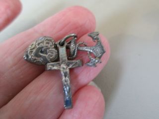ANTIQUE VINTAGE VICTORIAN STERLING SILVER FAITH HOPE CHARITY CROSS CHARM PENDANT 2