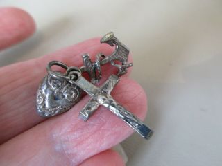 ANTIQUE VINTAGE VICTORIAN STERLING SILVER FAITH HOPE CHARITY CROSS CHARM PENDANT 3