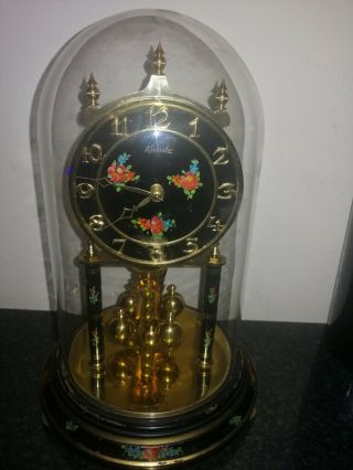 Vintage,  Kundo Anniversary Clock In Glass Dome,  And.