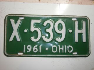 1961 Ohio License Plate Number X 539 H
