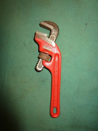 Vintage E8 Ridgid Offset Pipe Wrench W/ Label & L & N Rr Railroad Mark