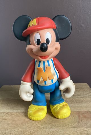 Vintage Walt Disney Mickey Mouse Baseball Player Pose - Able 12 " Rubber Toy (2)