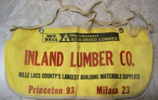 Vintage Nail Apron Inland Lumber Co Princeton & Milaca Minnesota