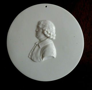 Antique Early 19thc Creamware Portrait Medallion Of Josiah Wedgwood