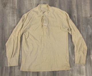 Vintage 50s 60s Us Army Military Undershirt Winter Henley Medium Wool Blend
