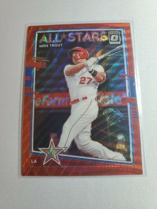 2020 Donruss Optic Mike Trout All Stars Red Wave Prizm Refractor 197 Ssp X 3ea