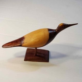 Vintage Mid Century Mcm Hand Carved Wooden Bird On Stand