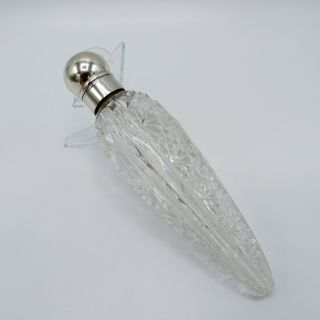 Antique Cut Glass Perfume Scent Bottle,  With Engraved Monogram,  Sterling Top Nr