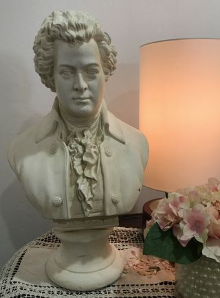 Vintage Bust Of Mozart Statue Large Antique Sandstone