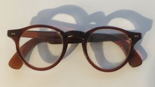 Cool Old Antique Vintage Brown Round Eyeglasses Spectacles Handsome Eye Glasses