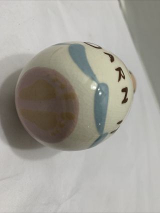 Vtg Porcelain Sewing Darning Egg 5” Pale Blue Pink Brown Gibson Girl 3