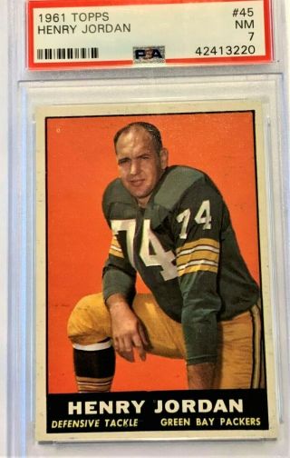 1961 Topps Football 45 Henry Jordan - - Packers Hall Of Famer - - Psa 7