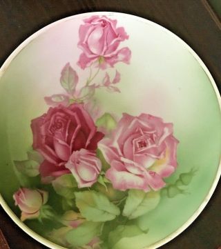 Vintage Thomas Sevres Bavaria Hand Painted Floral Rose Plate