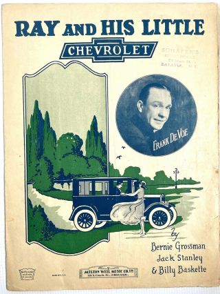 1924 Automobile Vintage Piano Sheet Music Ray And His Little Chevrolet Chevy Car