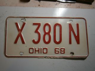 1968 Ohio License Plate Number X 380 N