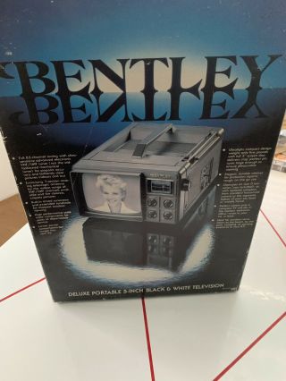 Vtg Bentley Deluxe Portable 5 " Black & White Tv Battery Power Nos
