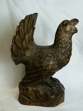 Vintage 12 " Tall Carved Wood Black Forest Auerhahn Capercaillie Bird Figure
