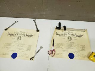 3 Antique 1928 Daughters Of The American Revolution Certificates (sh) (e331)