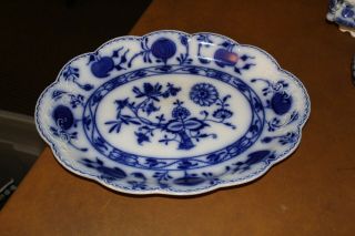 Antique Johnson Bros.  Holland Onion Flow Blue 14 1/2 " Oval Platter
