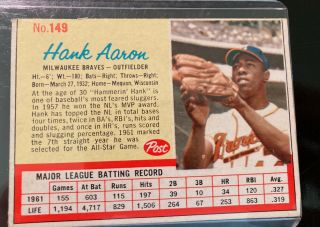 1962 Post Cereal Baseball: Aaron,  Mantle,  Clemente,  Maris,  McCovey,  Killebrew 3