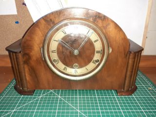 Vintage Wooden Mantle Clock Unsure Of Maker