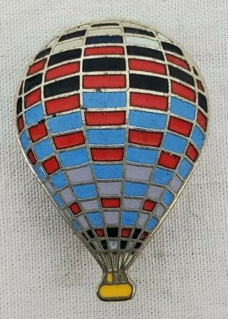 Vintage " Hot Air Balloon " Multi - Colored Enameled Hat Pin/lapel Pin