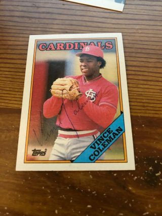 1988 Topps - Vince Coleman - Hand Signed Autograph Vintage Card - Cardinals