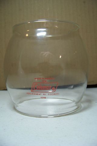Vintage Coleman Model 200a Globe - Replacement Glass With Red Lettering