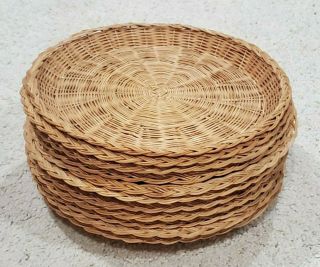 11 - Vtg Wicker Rattan Bamboo Paper Plate Holders - 10 " - Picnic Camping Bbq Etc