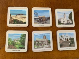Vintage Set Of Six Pimpernel Bermuda Scenes Coasters Made In England
