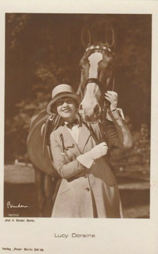 Lucy Doraine Horse Actress Vintage 1920s Photo Postcard Ross Verlag Silent Film