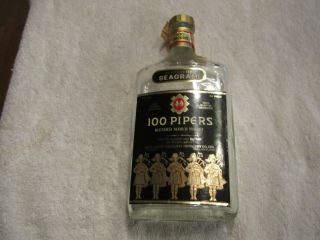 Vintage Seagram 100 Pipers Scotch Whisky 4/5 Pint Glass Bottle Scotland