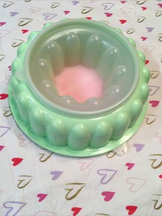Vintage Tupperware Jello Mold Green 3 Piece Design With Instructions