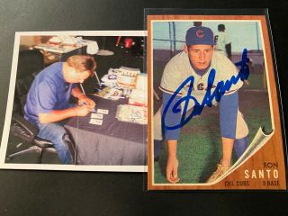 Ron Santo Chicago Cubs Autographed Signed 1962 Topps Card Auto